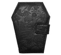 kreepsville 666 Cartera Vegana con Forma de ataúd de Calavera en Relieve para Mujer, Negro, Mediano, Negro