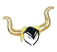 Kreeqe Cautivadora diadema de cuerno de diablo, accesorio de fiesta de Halloween, accesorios de decoración de carnaval embrujado, varios colores (dorado, M)