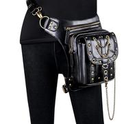 Kreeqe Chic Steampunk Retro - Bolso cruzado para mujer con cadenas, tachuelas, hebillas, cierre de cremallera, múltiples bolsillos, a la moda, Hg133, Mediano, Classic