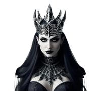 Kreeqe Diadema de corona de cuervo llamativo para adultos, disfraces de fiesta de Halloween, accesorio de personajes de libro de cuentos fácil de pareja (plata, M)