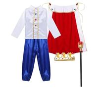 Kreeqe Disfraz de libro de cuentos de Príncipe Regal para adultos, personajes masculinos para disfrazarse de realeza mágica en blanco clásico (blanco, 130 cm)