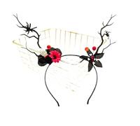 Kreeqe Eerie All Black Halloween Skull Spider Branch Headpiece Gothic Unisex Hair Adult Cosplay Party Ghost Month 2024 (negro, M)