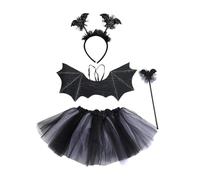 Kreeqe Eerie - Juego de alas de murciélago de araña para adultos, accesorios de disfraz de Halloween para relajarse la columna vertebral, accesorios para fotos, decoración de fiestas (murciélago negro