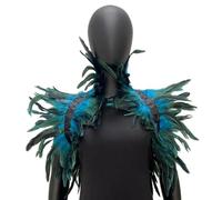 Kreeqe Elegante capa de plumas de cuervo, chal, unisex, gótico, desmontable, cuello de chaleco, accesorio de fiesta (azul ácido, M)