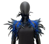 Kreeqe Elegante capa de plumas de cuervo, chal, unisex, gótico, desmontable, cuello de chaleco, accesorio de fiesta (azul real, M)