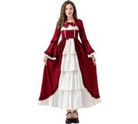 Kreeqe Elegante disfraz de reina gótica medieval para mujer, de última hora, fiesta de Halloween, cosplay, talla grande (vino, XXL)