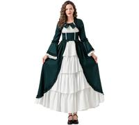 Kreeqe Elegante disfraz de reina gótica medieval para mujer, de última hora, fiesta de Halloween, cosplay, talla grande (verde negruzco, L)
