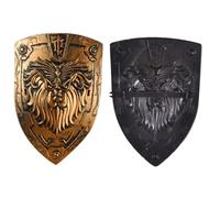 Kreeqe Epic Roman Viking Medieval Warrior Armor Shield - Juego de accesorios de casco de espada para adultos, Halloween, cosplay, juego de rol (pequeño-escudo de león, M)