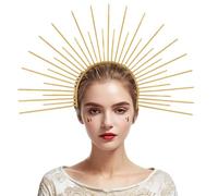 Kreeqe Exaggerated Sun God - Diadema para Halloween, cosplay, fiesta, resina plástica, varios colores, para adultos y adolescentes de 15 años (dorado, M)