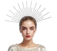 Kreeqe Exaggerated Sun God - Diadema para Halloween, cosplay, fiesta, resina plástica, varios colores, para adultos y adolescentes de 15 años (plata, M)