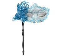 Kreeqe Exquisita máscara lateral de mariposa de Venecia para Halloween, columna romana, elegante cubierta de mano para adultos, fiestas, festivales (mariposa, azul, M)