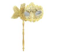 Kreeqe Exquisita máscara lateral de mariposa de Venecia para Halloween, columna romana, elegante cubierta de mano para adultos, fiestas, festivales (dorado-B, M)