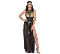 Kreeqe Exquisito disfraz de diosa griega de reina egipcia de Cleopatra para mujeres adultas, talla grande, último minuto para Halloween (color negro, talla M)