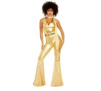 Kreeqe Groovy - Disfraz de discoteca retro de los años 60 y 70 para mujer, disfraz de fiesta de Halloween para adultos, cosplay de última hora (3020-1, XL)