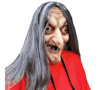 Kreeqe Haunting - Pasamontañas de látex de bruja, pirata, para Halloween, parejas, fiestas de disfraces de miedo (pelo plateado, talla M)