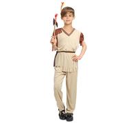 Kreeqe Llamativo disfraz de nativo americano de último minuto para adultos, disfraz de guerrero indio vibrante y fácil para fiesta de Halloween (beige-hombre, talla M)