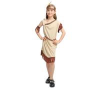 Kreeqe Llamativo disfraz de nativo americano de último minuto para adultos, disfraz de guerrero indio vibrante y fácil para fiesta de Halloween (beige-mujer, talla M)