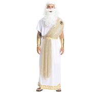 Kreeqe Majestic Olympus - Disfraz unisex del Rey Dios Griego Zeus para adultos, actuaciones escénicas, atuendo de Halloween, de última hora, fácil de llevar (blanco, L)