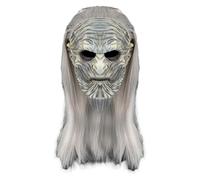 Kreeqe Máscara de látex de terror para adultos, casas embrujadas, abiertas esta noche, Halloween, atracciones cerca de mí, cosplay escalofriante (blanco, M)