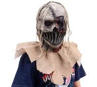 Kreeqe Máscara facial de espantapájaros realista de látex para Halloween, atracciones espeluznantes, paseos en coche de heno (J, M)