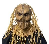 Kreeqe Máscara facial de espantapájaros realista de látex para Halloween, atracciones terroríficas, paseos en coche de heno (B, M)