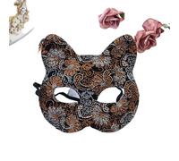 Kreeqe Máscaras encantadoras de animales para Halloween, estilo Kitsune, para adultos, fiestas de disfraces, eventos, teatro, juego de rol (D,M)