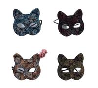 Kreeqe Máscaras encantadoras de animales para Halloween, estilo Kitsune, para adultos, fiestas de disfraces, eventos, teatro, juego de rol (paquete de 4, M)