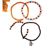 Kreeqe Pulsera espeluznante de la amistad de Halloween de estilo coreano con piel sintética, calabaza, murciélago, fantasma, araña, colgante para fiesta de adultos, M, Cristal, No es una piedra