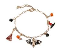 Kreeqe Pulsera espeluznante de la amistad de Halloween de estilo coreano con piel sintética, calabaza, murciélago, fantasma, araña, colgante para fiesta de adultos, M, Cristal, No es una piedra
