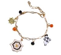 Kreeqe Pulsera espeluznante de la amistad de Halloween de estilo coreano con piel sintética, calabaza, murciélago, fantasma, araña, colgante para fiesta de adultos, M, Cristal, No es una piedra