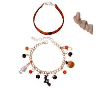 Kreeqe Pulsera espeluznante de la amistad de Halloween de estilo coreano con piel sintética, calabaza, murciélago, fantasma, araña, colgante para fiesta de adultos, M, Cristal, No es una piedra