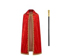 Kreeqe Regal King Capa Ensemble Prince Christmas Movie Costume Crown Scepter Adultos Adolescentes Fiesta de Halloween (paquete de 3, S)
