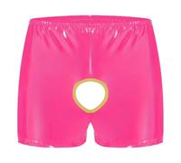Kreeqe Sensational - Calzoncillos tipo bóxer de piel de PVC brillante para hombre, de fácil acceso, románticos, regalo de San Valentín, ocasiones especiales, Rosa, Medium