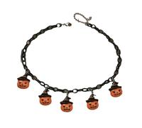 Kreeqe Spooky - Collar corto de acrílico hecho a mano con diseño de calabaza y fantasma, accesorio unisex para festivales, M, Cristal, No es una piedra preciosa