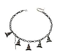 Kreeqe Spooky - Collar corto de acrílico hecho a mano con diseño de calabaza y fantasma, accesorio unisex para festivales, M, Cristal, No es una piedra preciosa