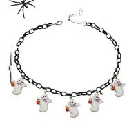 Kreeqe Spooky - Collar corto de acrílico hecho a mano con diseño de calabaza y fantasma, accesorio unisex para festivales, M, Cristal, No es una piedra preciosa