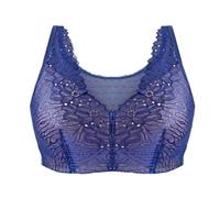 Kreeqe Sujetador push-up de apoyo para tallas grandes después de la cirugía de pecho, inalámbrico, sin tirantes, copas delgadas, cómodo y antideslizante, azul real-090, 95B