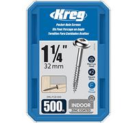 Kreg SML-F125-500 Tornillos de bolsillo de zinc, 1 1/4 pulgadas, 7 roscas finas, cabeza Maxi-Loc (500 unidades)