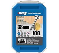 KREG Tornillo de zinc de alta calidad, longitud de tornillo de 38 mm, rosca fina, paquete de 100 piezas, perfecto para proyectos de madera en el interior