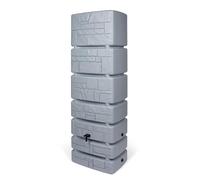 Kreher Barril de agua XXL Tower Stone con grifo, aspecto de piedra en antracita o gris, 350 litros de capacidad de uso, dimensiones (ancho x profundidad x alto): 57,5 x 38,4 x 180 cm (gris)