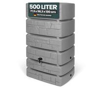 Kreher - Recuperador de agua XXL Tower Stone con grifo. Gran aspecto de piedra antracita/gris, volumen de uso de 500 litros. Dimensiones: 77,5 x 58,3 x 130 cm (gris)