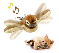 KreizyGo Juguetes para gatos, gorrión de alas aleteando, sin volar, juguete interactivo de hierba gatera para gatitos o perros pequeños, activado por tacto, recargable