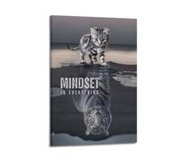 Krem Póster de Mindset Is Everything, lienzo de regalo para amigo, dormitorio, sala de estar, decoración moderna estética, 20 x 30 cm, estilo marco