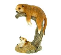 Kremers Schatzkiste Cofre del Tesoro Suricata mamá + niño en Rama jardín Figura poliresina 24cm Alto Resistente a la Intemperie
