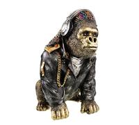 Kremers Schatzkiste Figura XXL Gorilla Rasta con auriculares, escultura decorativa colorida, pintada a mano, poliresina, 32 x 27 x 23 cm, 2,8 kg, estatua detallada, estilo reggae, decoración de salón
