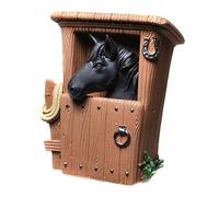 Kremers Schatzkiste Hucha de Caballo en Establo Negro, 14 cm, Piedra Artificial, Regalo y Decoración para Amantes de los Caballos