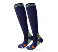 Kreori Medias de compresión para mujer y hombre, calcetines de compresión para deportes, vuelo, correr, viajes, ciclismo, embarazo, enfermera, 15-20 mmHg, 1 Pares-Azul Marino, S/M