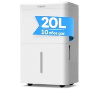 Kresico Deshumidificador 20L/día, Deshumificadores de humedad, Cobertura 150m³/50m² desumidifador, Deshumidificador silencioso electrico con Temporizador, Depósito extraíble