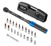 KRETLAW Juego de Llave Dinamométrica de 22 Piezas de 1/4", Reversible 2-24 Nm, Trinquete de 72 Dientes con Click, Precisión ±3% con Extensiones, Vasos, Adaptador para Bicicleta, con Estuche