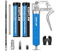 KRETLAW Kit de Mini engrasadora, Prensa de engrase pequeña (3000 PSI) con Doble Cartucho de Grasa de 85g y Manguera Flexible de 305 mm, Acoplamiento Reforzado para automoción y Uso Marino